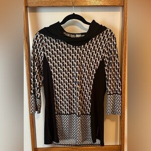 Black With Cool Design Cowl Neck Shirt